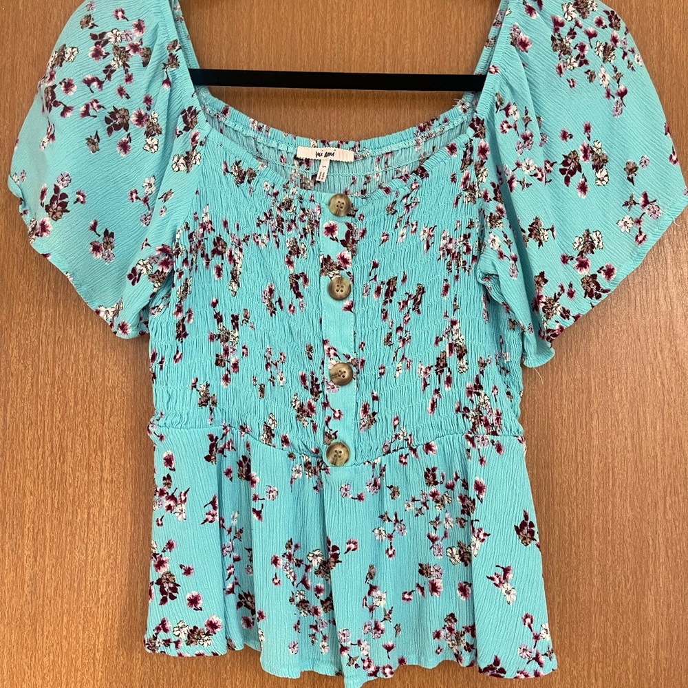 Mi Ami Blue Floral Blouse
